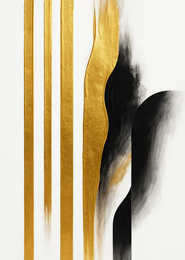 Abstract Gold and Black Vertical Strokes