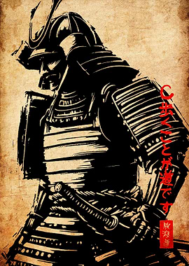 Samurai Warrior Ink Art