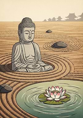 Buddha statue in zen garden