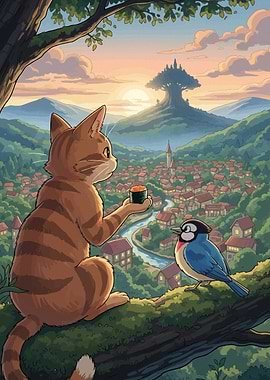 Cat, Bird, and Sushi Overlook Village