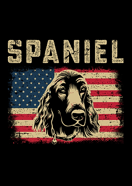 Spaniel Dog with American Flag