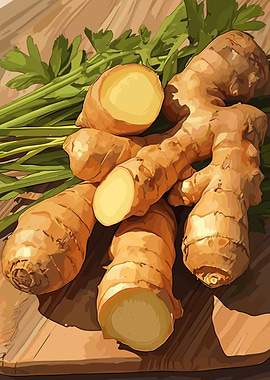 Ginger and Greenery Still Life