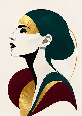 Elegant Woman Portrait with Gold Accents