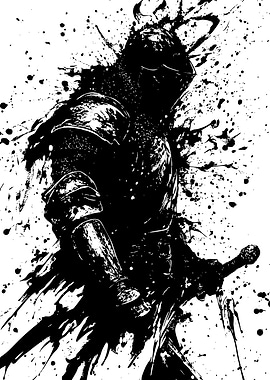 Black and White Knight Illustration