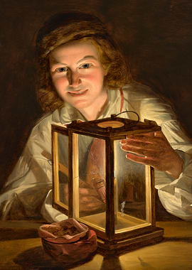 Boy with a Lantern Painting
