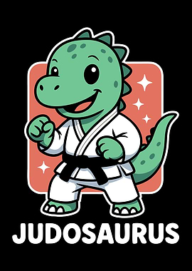 Cartoon Dinosaur Judo Pun