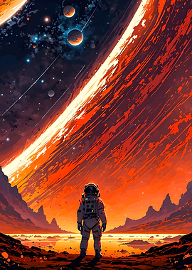 Astronaut on Alien Planet Illustration