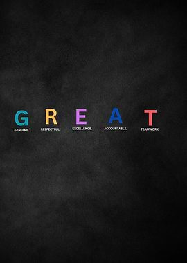 GREAT acronym on black background