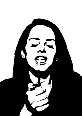 Black and White Portrait of Woman Smoking