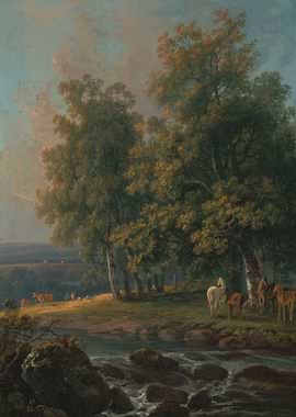 Pastoral Landscape with Animals and Stream