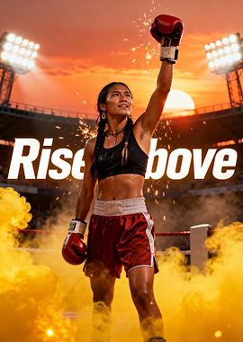 Victorious Boxer with Raised Arm