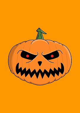 Cartoon Halloween Pumpkin with Red Eyes