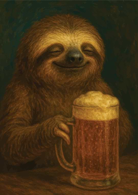 Sloth with Beer Mug Painting