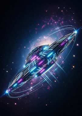 Futuristic Spaceship in Nebula
