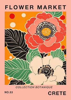 Crete Flower Market Botanical Travel Art Print