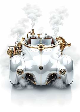 Steampunk Car with Steam