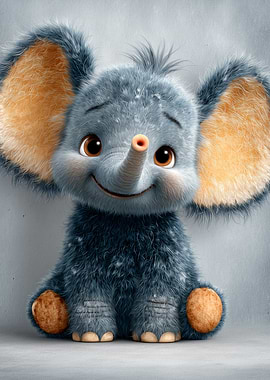 Cute Cartoon Elephant Portrait
