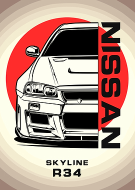 Nissan Skyline R34 Car Illustration