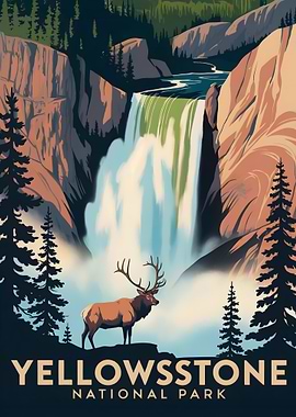 Yellowstone National Park Vintage Style Poster