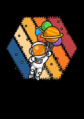 Astronaut with Planet Balloons