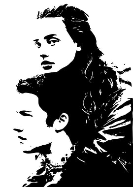 Black and White Portrait of Two People