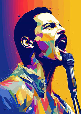 Freddie Mercury Colorful Pop Art Portrait