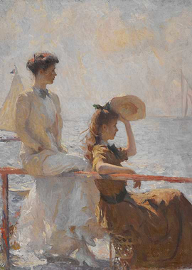 Two Women by the Sea Painting