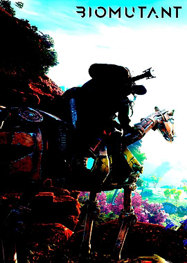 Biomutant Game Character on Mechanical Mount