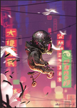 Cyberpunk Mech Rush Rider