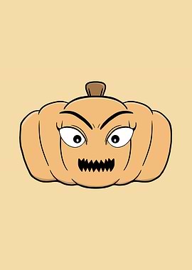 Cartoon Pumpkin with Angry Expression