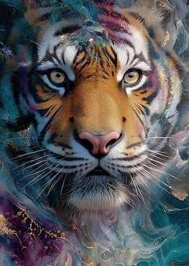 Abstract Marble Tiger Portrait