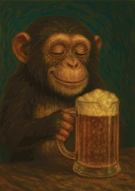 Chimpanzee Enjoying a Beer Beer Drinking Monkey