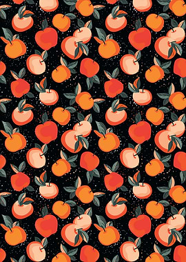 Apple Pattern on Black Background
