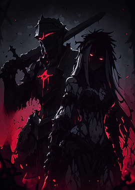 Dark Knight and Woman with Red Eyes