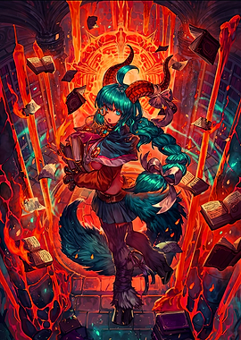 Demon Girl with Books