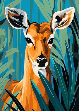 Deer in the Jungle Illustration