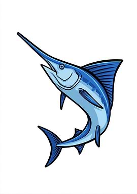 Blue Marlin Cartoon Illustration