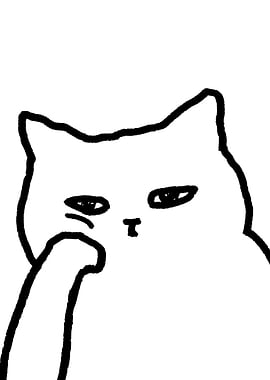 Pensive Cat Illustration