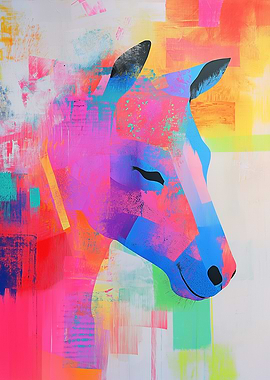 Abstract portrait of a horse with distorted shapes