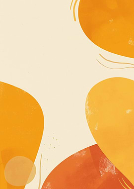 Abstract Orange Shapes on Cream Background