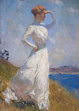 Woman in White Dress Painting