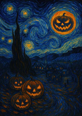 Halloween Starry Night Pumpkin