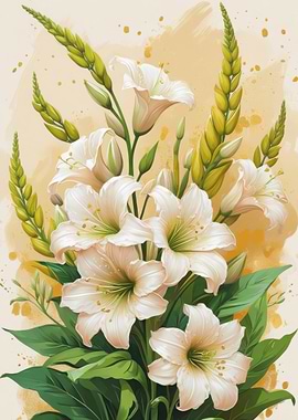 Elegant White Lily Floral Arrangement Art
