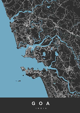 Goa, India Map Art