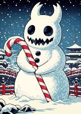 Spooky Snowman Cane Japan