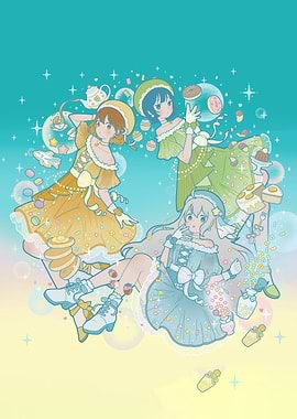 Pastel Anime Girls with Sweets