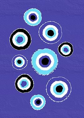Evil Eye Amulet Pattern on Blue