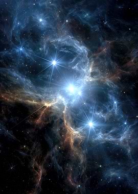 Nebula with Trinary Stars