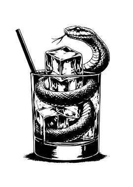 Snake in a glass with ice