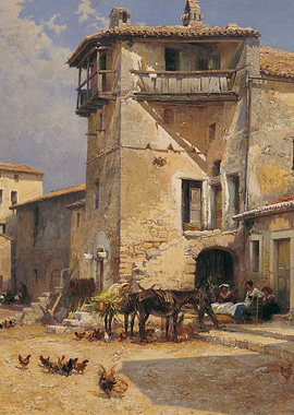 Italian Village Scene Painting